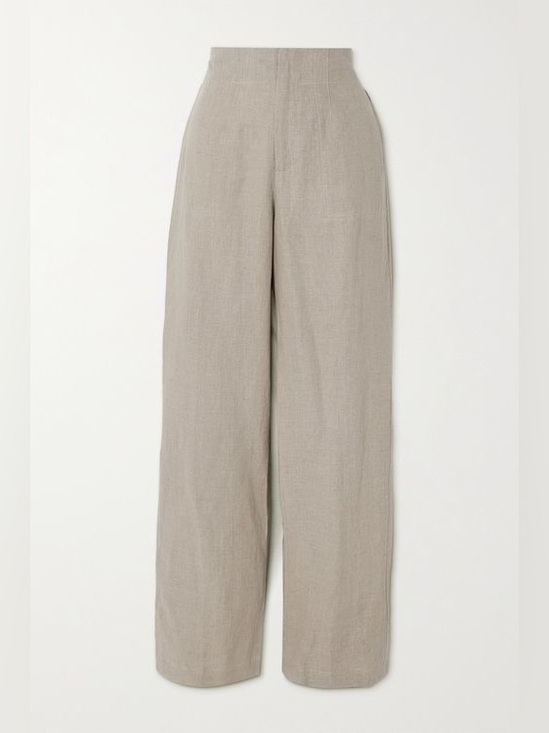 Faithfull the Brand Pants - Faithfull the Brand Wide-Leg Linen Pants in Light Taupe